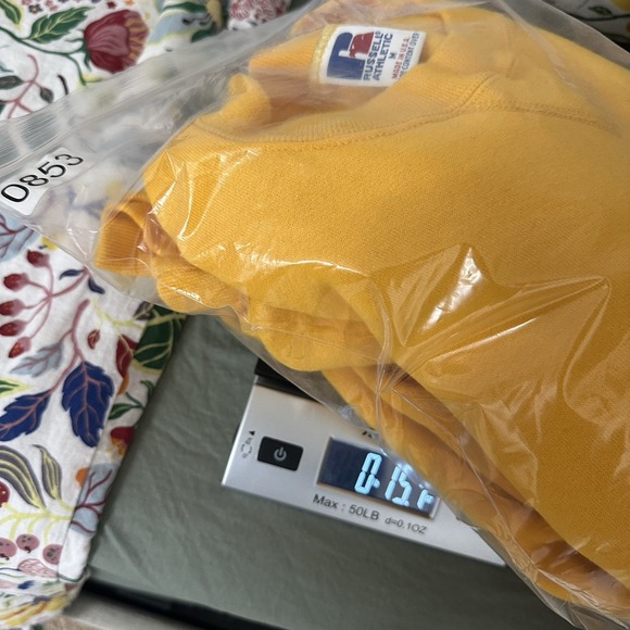 Vintage Russell Athletic Crewneck Sweatshirt Medium Blank Yellow Made In USA - Picture 10 of 10